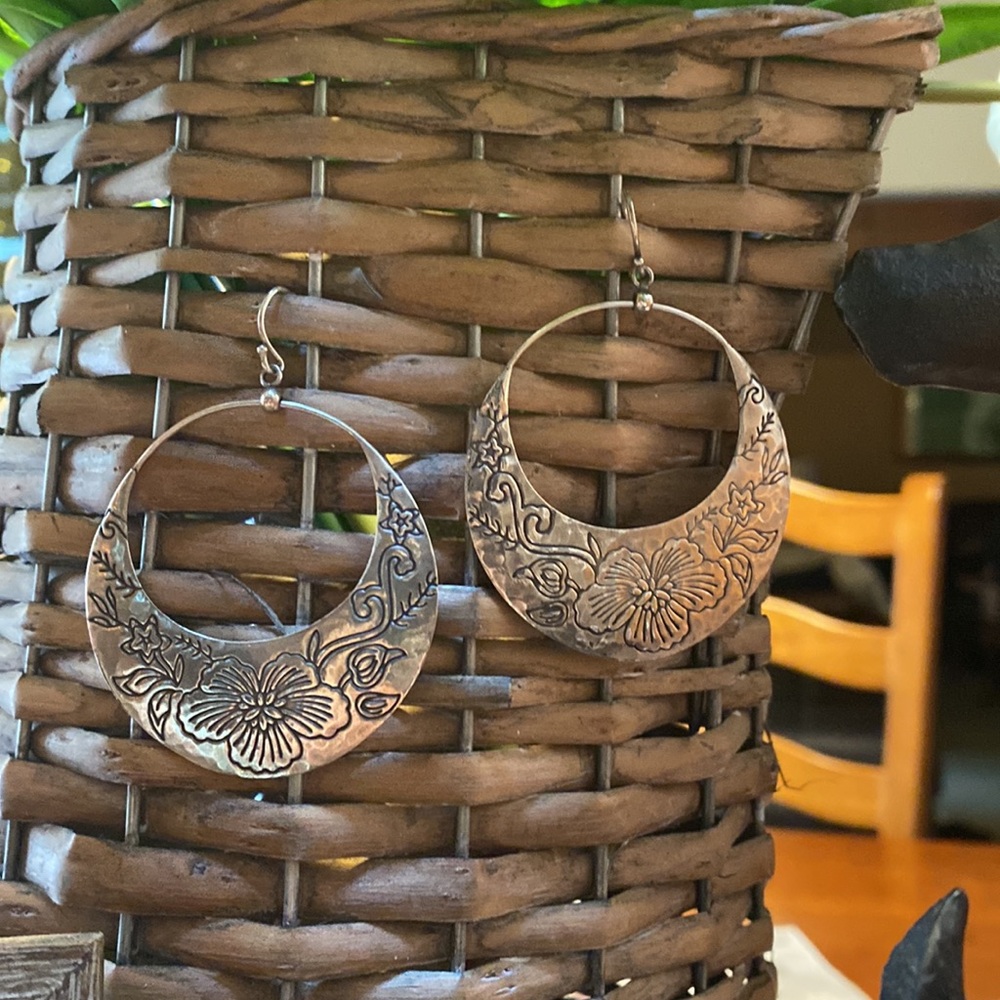SILPADA Floral Sterling Silver Hoop Earrings